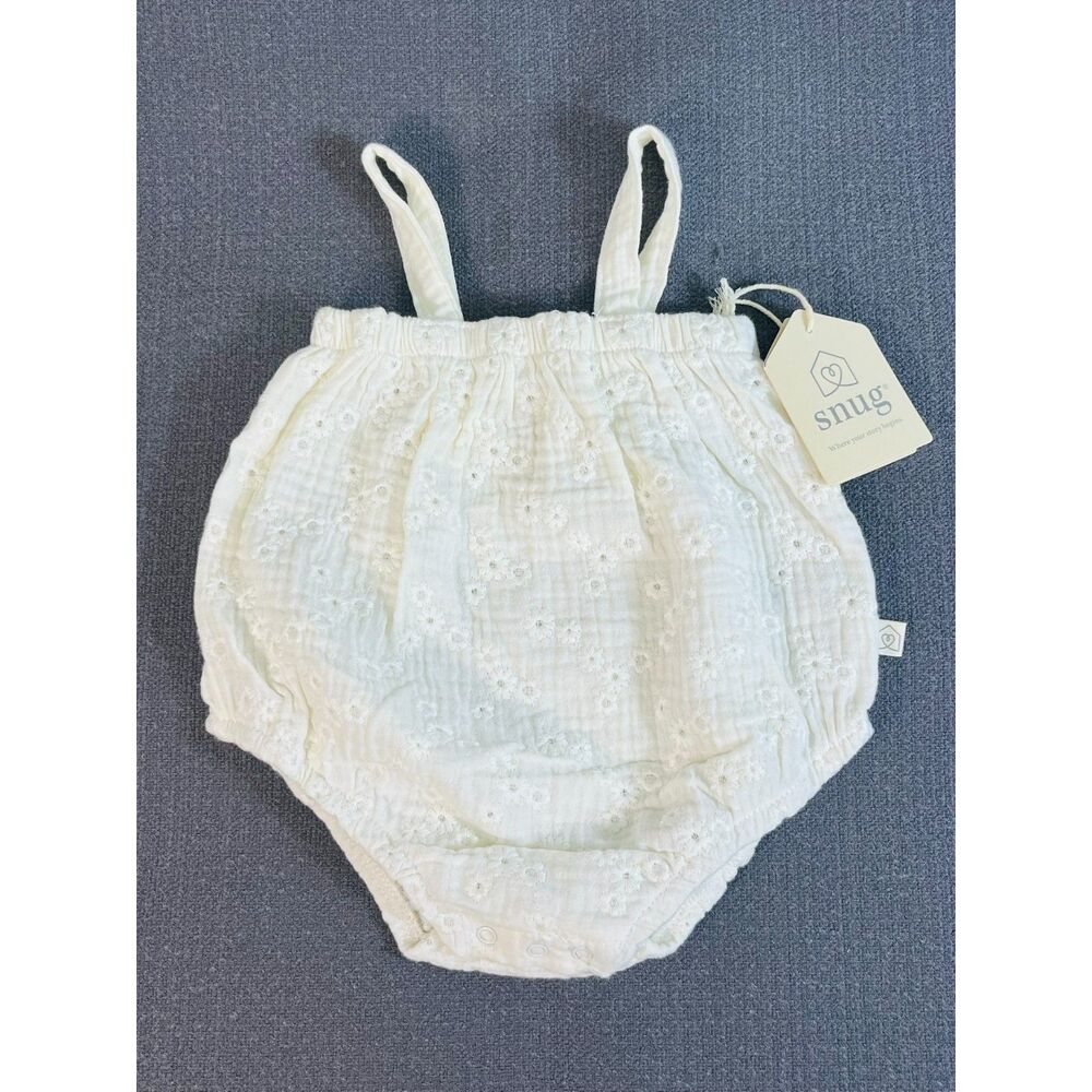 NWT SNUG Infant Cotton Eyelet Onesie Summer Cottage Baby Girl 3-6 Month Ivory